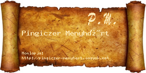 Pingiczer Menyhért névjegykártya